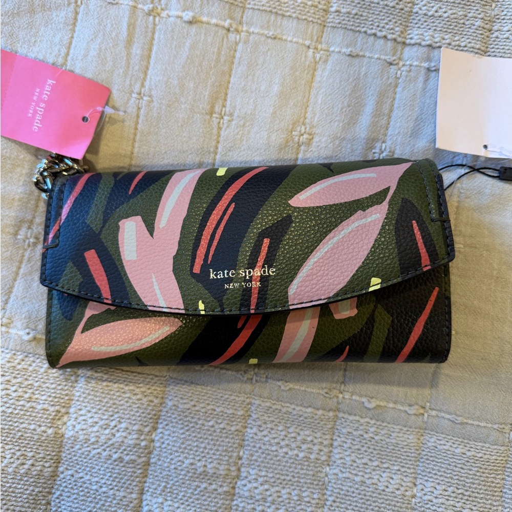 Kate Spade Multicolor Leaf Pattern Clutch